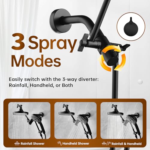 Ensemble de douche double pommeau design avec bras d'extension en métal
