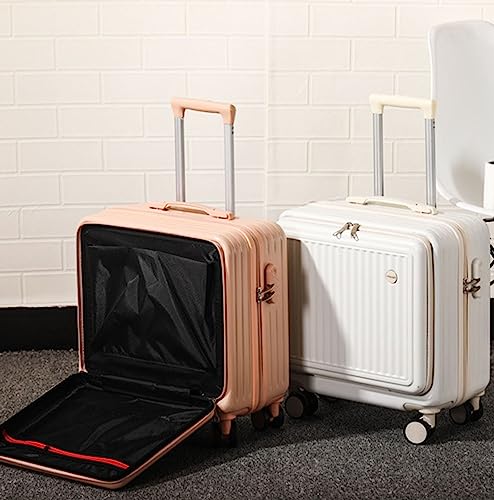 High-end Suitcase, 20-inch Large-Capacity Front Opening with Wear-Resistant Appearance and Innovative Mobile Functions (White 18 inches)2