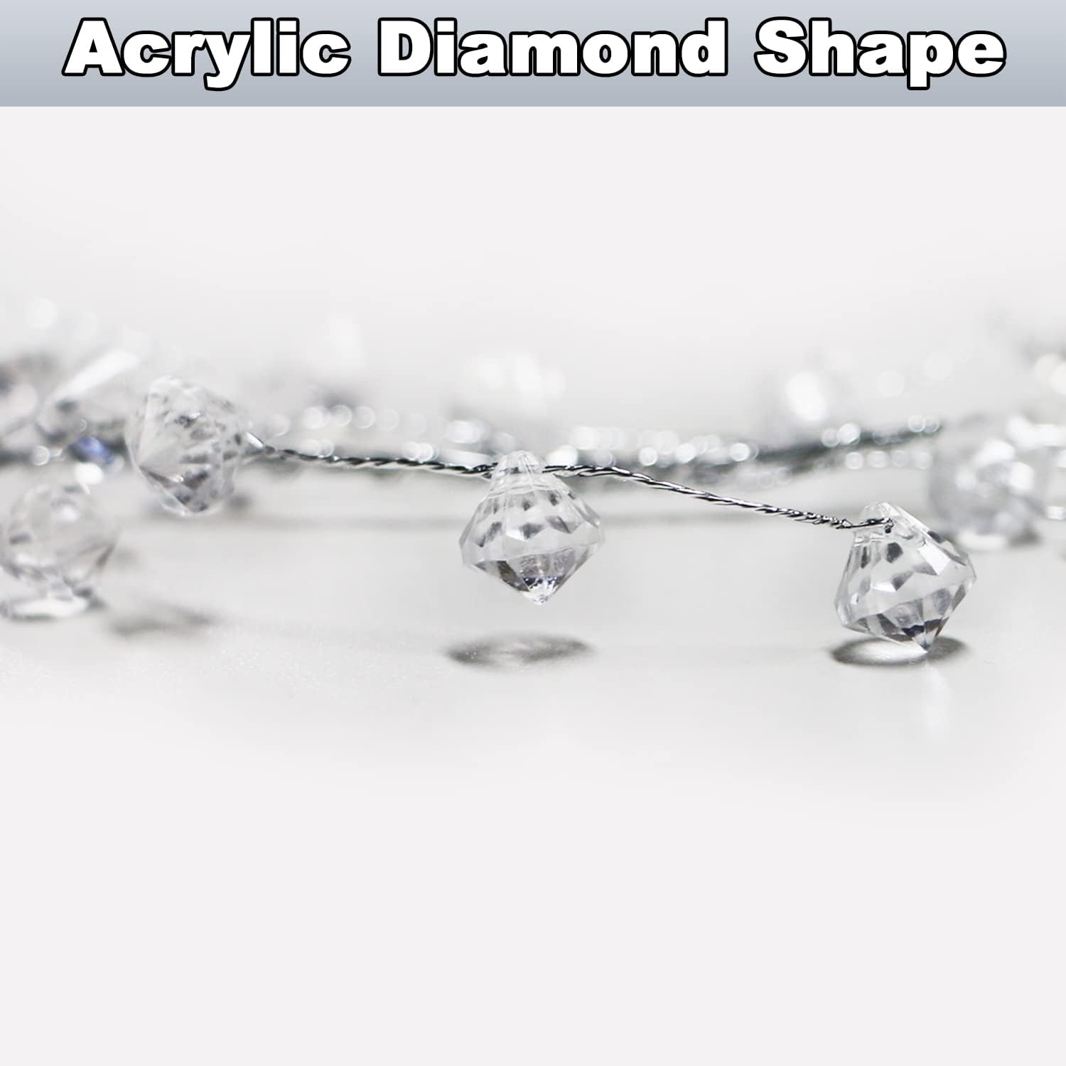 Jishi Christmas Garland 20 FT Crystal Diamond Ice Wire Clear Bead Garland for Christmas Tree Decorations Indoor Winter Wonderland Home Decor for Living Room Bedroom Fireplace Mantle Mantel, Wreath DIY