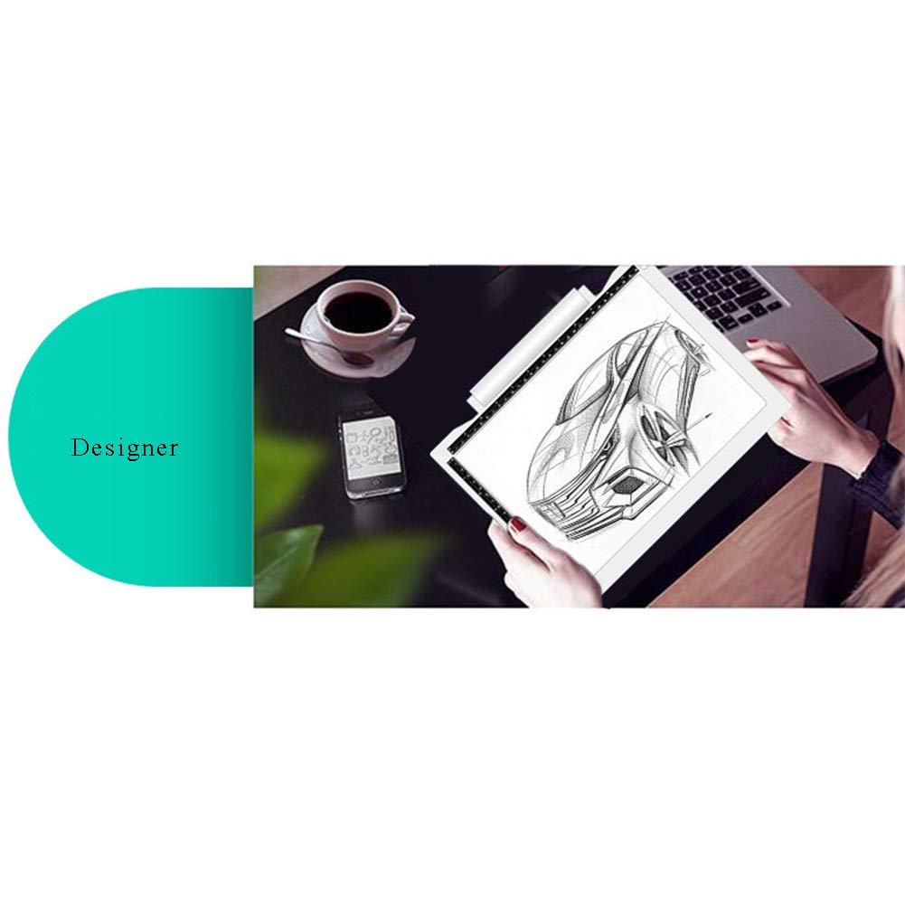 Mise À Niveau du Tampon De Traçage A4, Boîte À Lumière USB Et Alimentée par Batterie, Tableau De Copie avec Échelle, Bloc De Dessin À Gradation À 3 Niveaux