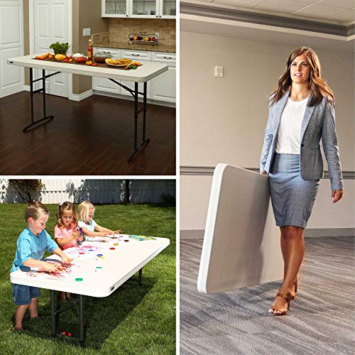 Lifetime 80565 Adjustable Height Folding Utility Table, 6-foot, Almond