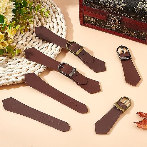 GORGECRAFT 4 Sets 2 Colors PU Leather Sew-on Toggles Tab Closures Clips Brown Snap Toggle Buttons Sew On Jacket Buckles Metal Leather Cloak Clasp Fastener Replacement for Handmade Decor DIY Craft - Image 4