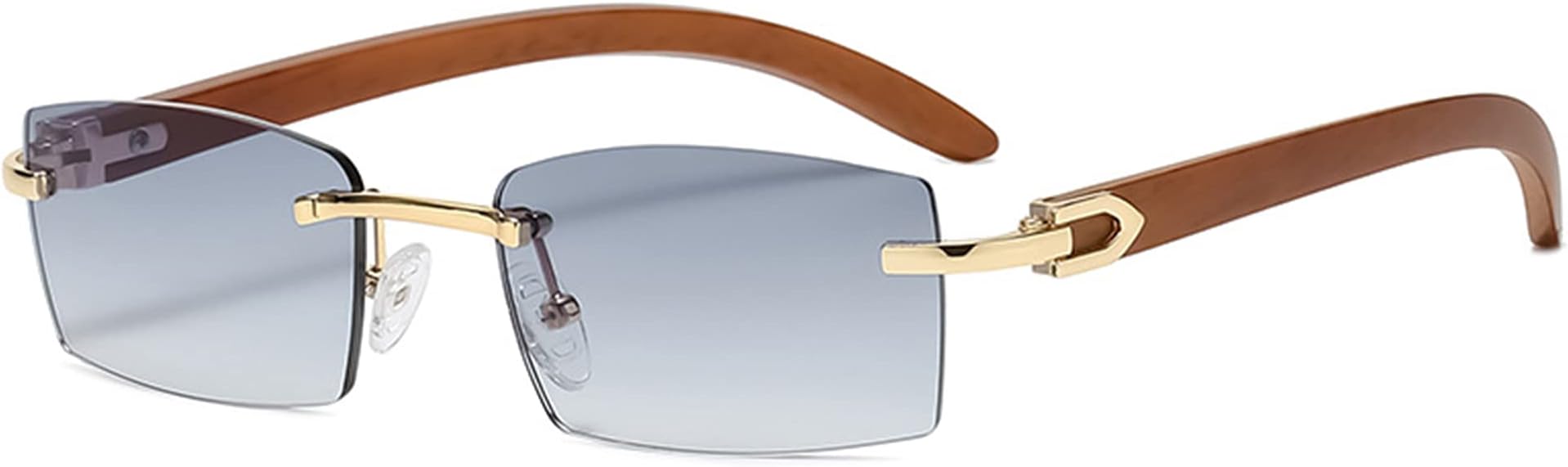 Heptagram Rectangle Fashion Rimless Sunglasses for Women Men Gangster 90s Frameless Shades Retro Vintage Trendy Eyewear