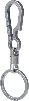 Titanium EDC Keychain Carabiner Clip with 360 Swivel Key Ring, Quick Release Lightweight Key Holder, Titanium Alloy Key Clip for Everyday Carry