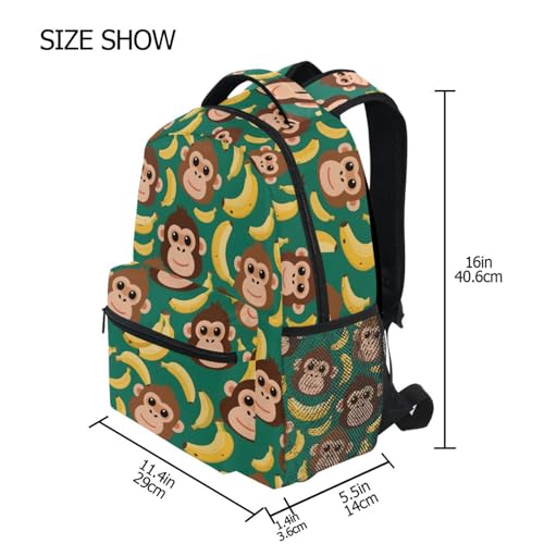Orangutan Monkey Banana Backpack for School Boys Girls Adults Kids Bookbag Laptop Bag 18L4