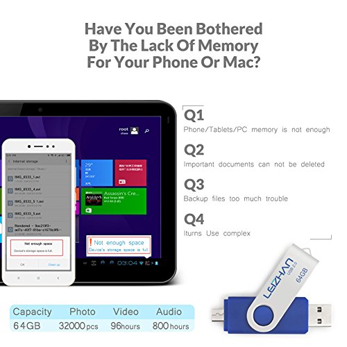 Leizhan Flash Drive 64Gb For Android Thumb Drive Usb 2.0 Micro Pendrive Otg Memory Stick Blue #TOP1