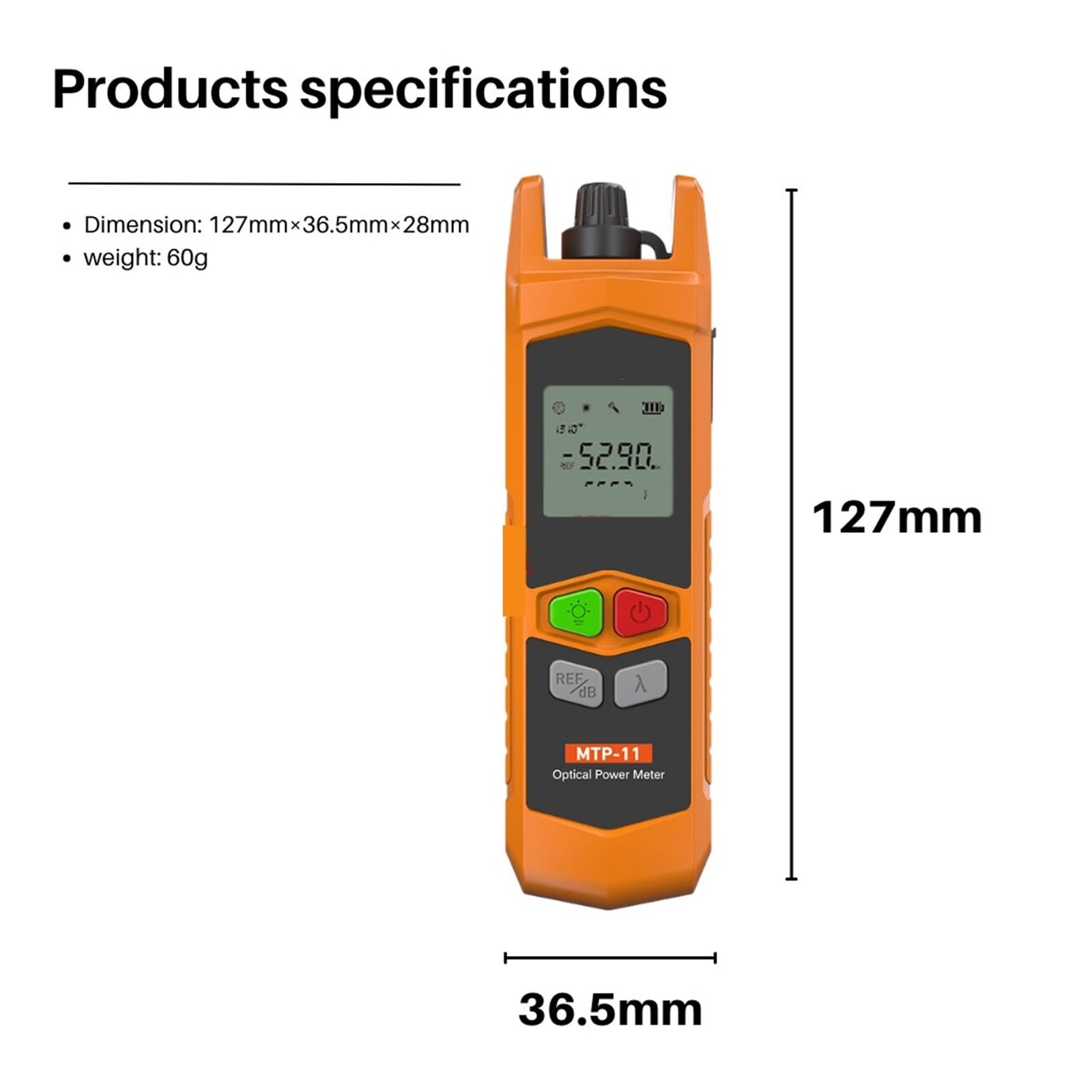 Testeur de Fibre Optique Compteur De Puissance Optique-70 ~ + 6dBm, Testeur Câbles Réseau À Fiber Multifonction, Lumière LED
