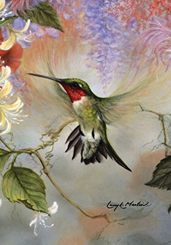 Toland Home Garden 109351 Ruby Throated Honey Hummingbird Flag 28x40 Inch Double Sided Hummingbird Garden Flag for Outdoor House Bird Flag Yard Decoration