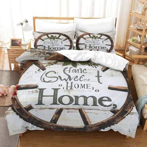Housse de couette 260x220 ferme rurale parure de lit 3D super douce microfibre - 3
