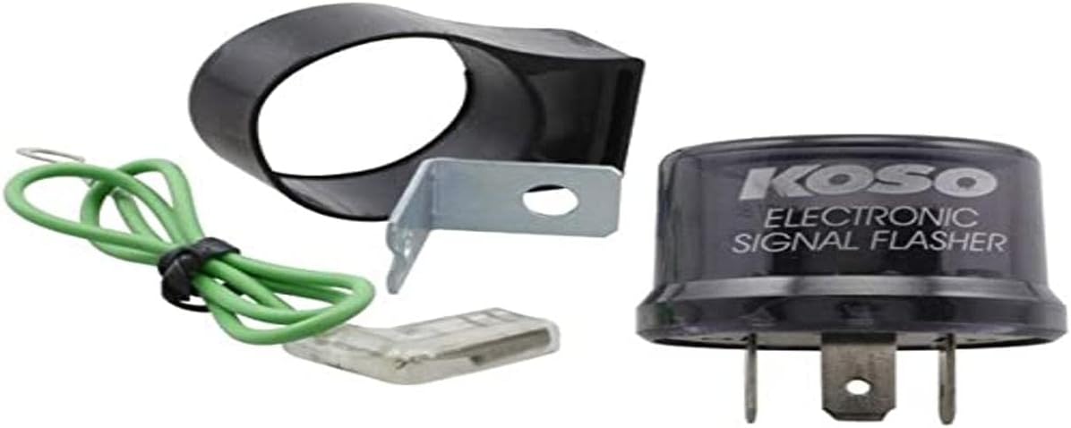 Indicator relay/turn signal relay KOSO Digital, 12V, 3-pin plug, incl. adapter to 2 pins, max 15A, relay