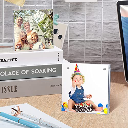 5 Pack Acrylic Picture Frame Desktop Frameless Photo Frame Double Sided Transparent Acrylic Frame Clear Picture Frame Horizontal Magnetic Frame For Desk Desktop Display Pictures Holder (4 X 4 Inches) #TOP5