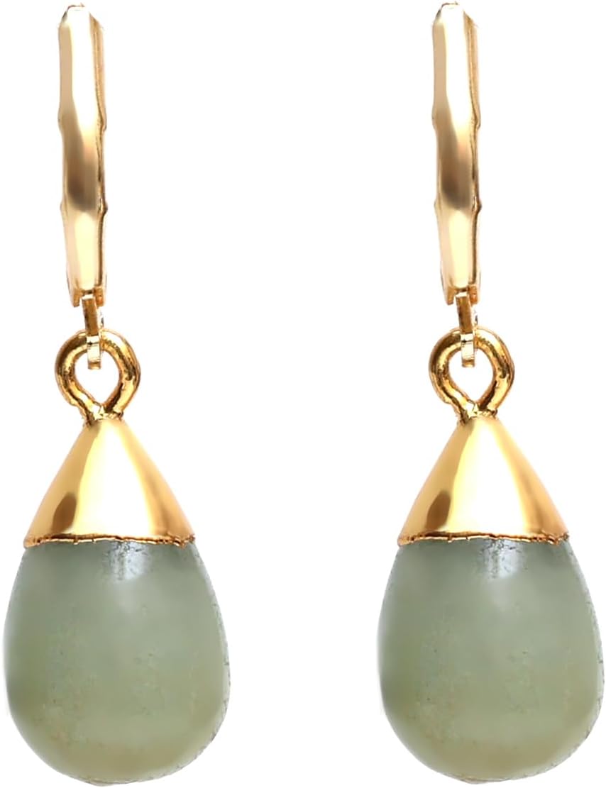 Gempires Natural Gemstone Drop Dangle Earrings for Women | Teardrop Dangle Earrings with Leverback | 14K Gold Plated Hypoallergenic Leverback | Handmade Jewelry Gift for Her | Multiple Gemstone Options - Image 7