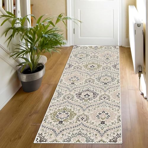 SUPERIOR Indoor Modern Living Room Runner Rug, 2'7"x10', Beige Brown Z