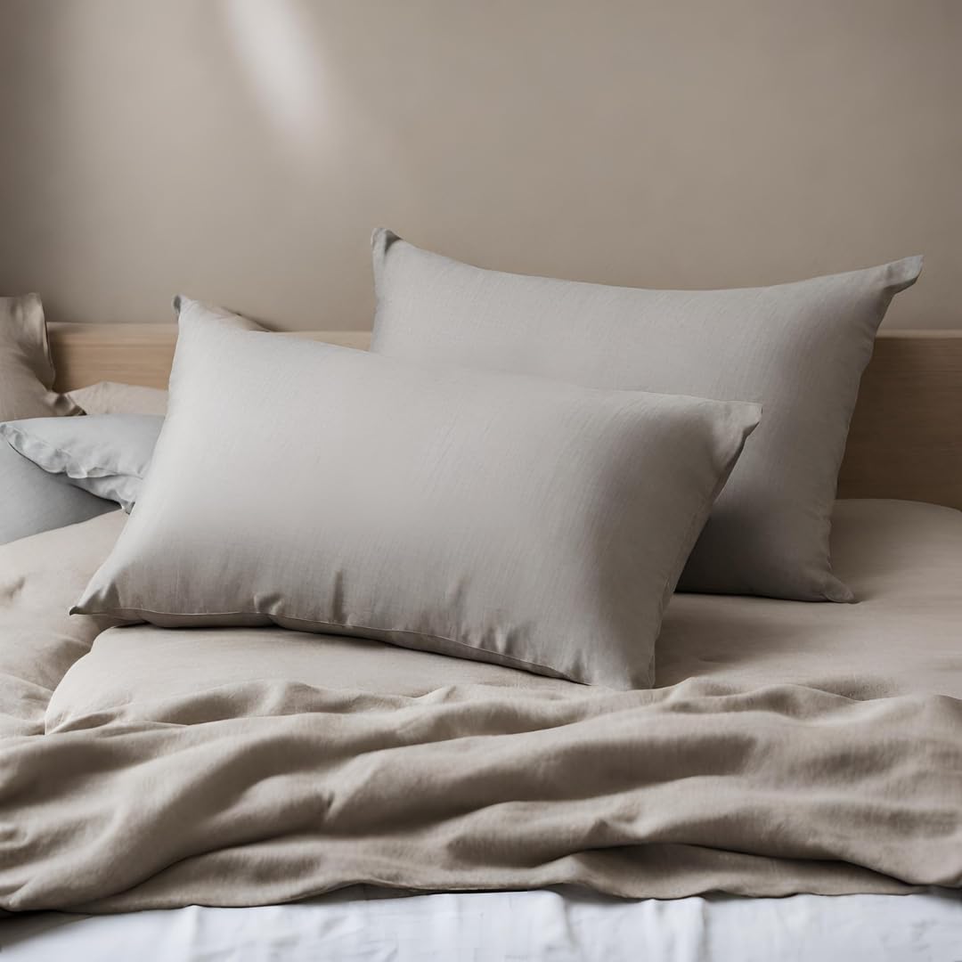 Cuore di lino - Federa letto in puro lino 100% Made in Italy Ajour naturale 50x80cm