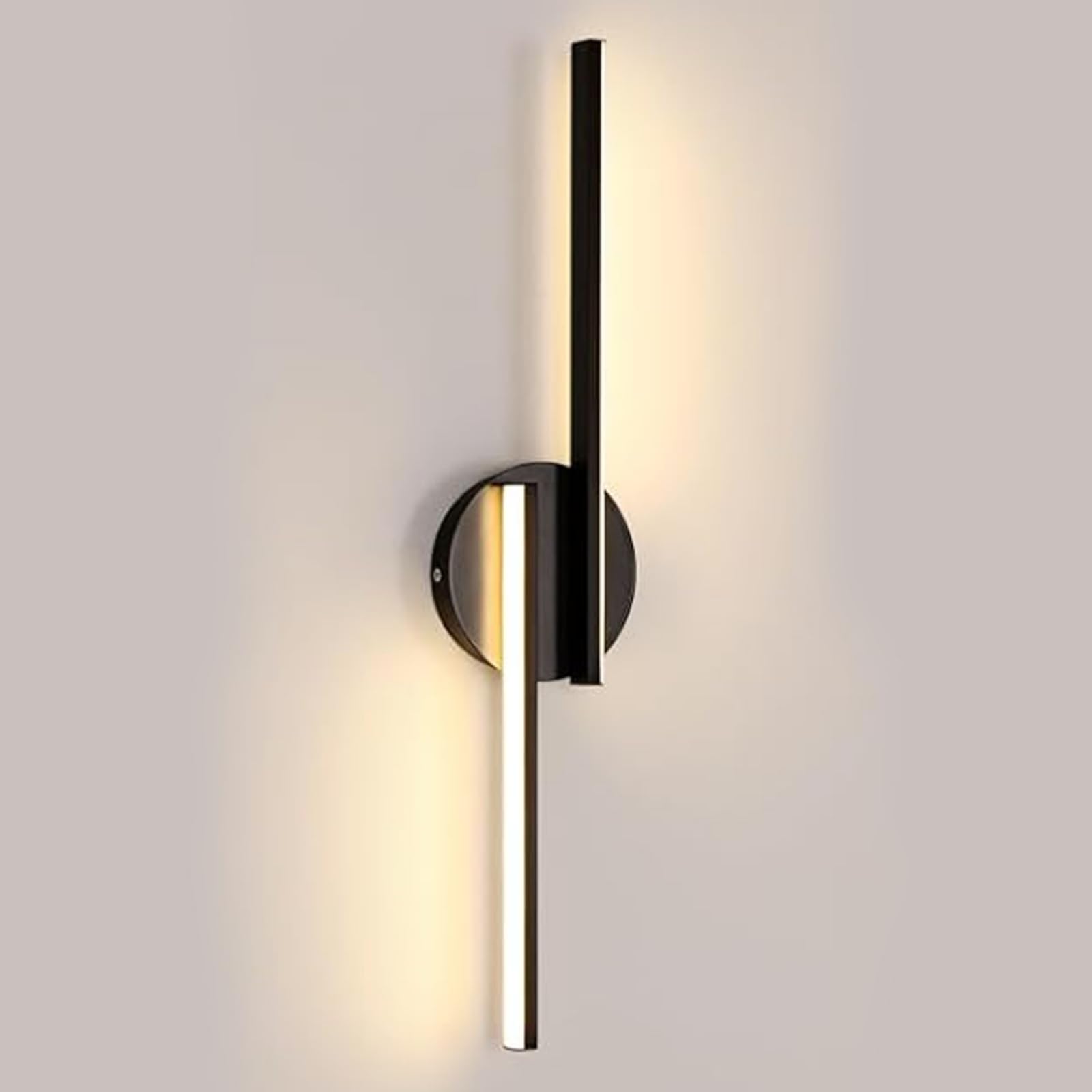 Osairous Lámpara de Pared Interior LED, 22W 2475LM Aplique Pared Dormitorio Negro, 55CM Luz de Pared Aluminio Moderno para Salón Estudio en Pasillo, Luz Cálida 3000K