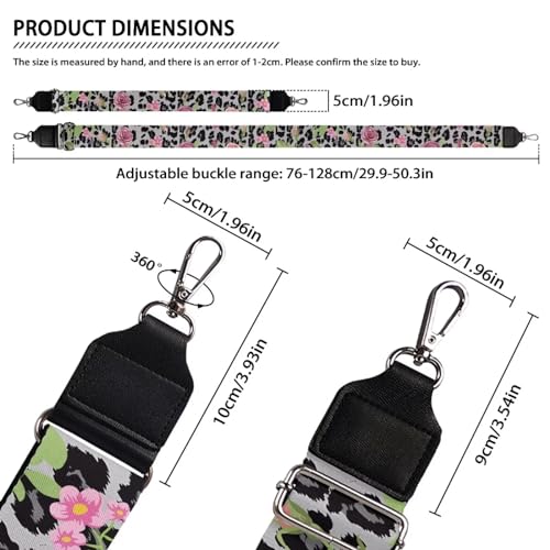 Image of TODIYADDU Grey Leopard Handbag Straps Crossbody Purse Rose Floral Shoulder Strap Replacement Strap for Crossbody Bag for Women Bag Straps for Handbags Fit for Guitar Instrument Computer Bag Gifts