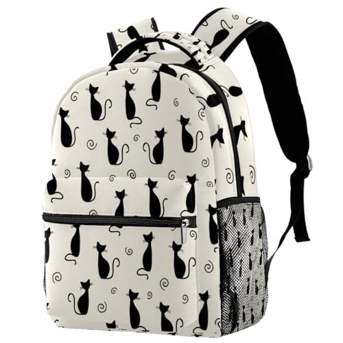 Sac à dos d'école Campus à motif chats noirs pour filles et garçons