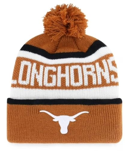 Officially Licensed Texas University Cuffed Knit Pom Beanie Hat Classic Edition Embroidered Team Logo Winter Cap Multicolor