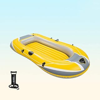 ROSG Kayak 228×121CM Thickened Wear-Resistant Inflatable Assault Boat Drift Boat Fishing Boat Adult Adventure Rafting Canoe 2-Person Inflatable Kayak with Air Pump