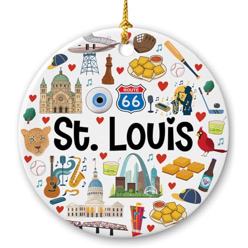 Lotacy St. Louis Symbols Colorful Christmas Ornament, Home Decor, St. Louis Gifts and Souvenirs for Men and Women