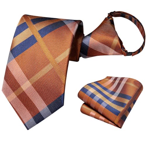 Image of Hi-Tie Boys Tie Pre-Tied Pocket Square Set Adjustable Kids Neckties Age 7-11 Years School UniForm Graduation