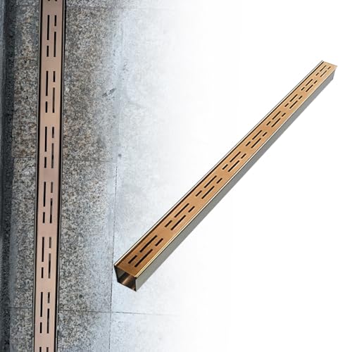 Pokrywa odpływowa o szerokości 5 cm i 5 cm wysoka kratka odpływowa wąski dziedziniec osłona kanału odpływowego liniowy odpływ rynny ze stali nierdzewnej odpływ patio zestaw rusztu odpływowego (złoty 1