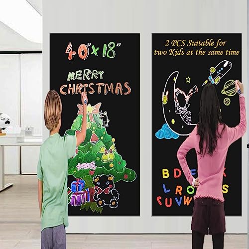 Laepow 2 Pcs Magnetic Chalkboard Contact Paper 40" X 18" Self Adhesive Chalk Board Wallpaper With 12 Color Chalk And 53 Magnetic Letters For Kids, Alternative To Magnetic Chalkboard Paint #TOP1
