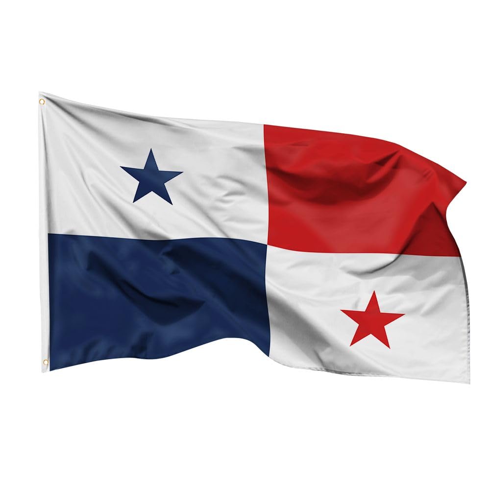 PHENO FLAGS Panama Flag 90 x 150 cm - Weatherproof National Flag Made of Polyester with Double Stitching and Metal Eyelets
