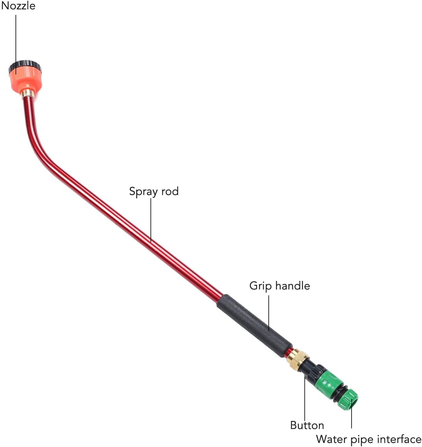 Adjustable Water Sprayer Wand,Watering Wand for Garden Hose, Durable High Rise Stick Sprinkler Aluminum Alloy Plastic Plant Watering Wand for Garden Yard Farm(90cm)