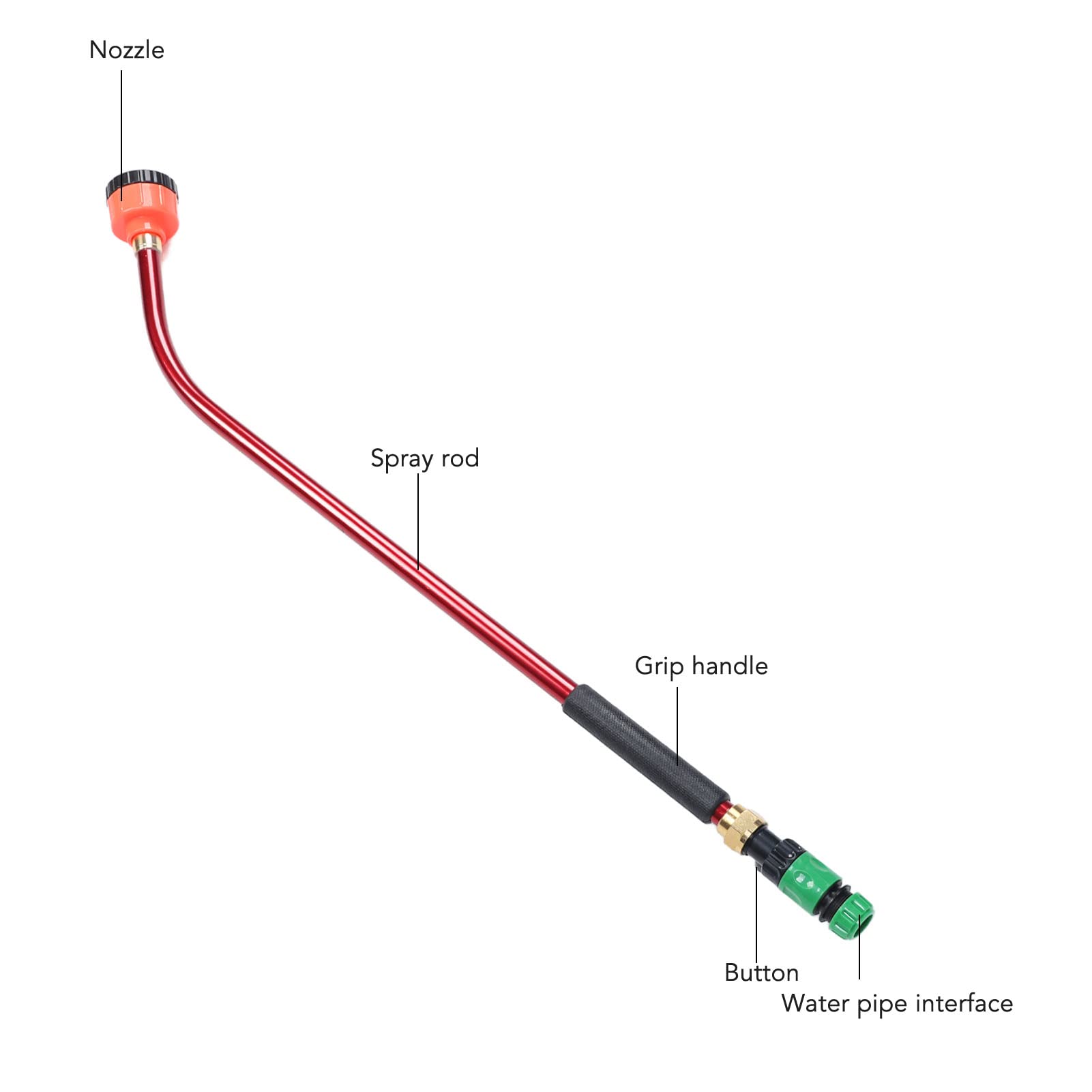 Fabater D'arrosage, Tuyau D'arrosage Réglable de 23/35 avec Valve à Une Touche, Pulvérisateur de Tuyau D'arrosage en Alliage D'aluminium pour Arroser Les Paniers Suspendus