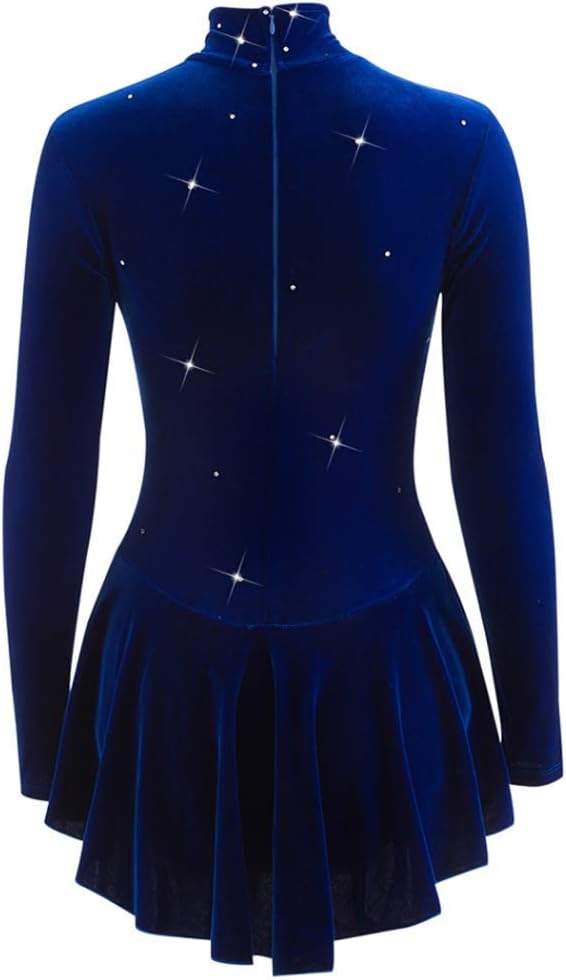 Figure Skating Competition Dress for Kids Girls High Collar Gymnastics Skirts Velvet Ice Skating Performance Costumes
