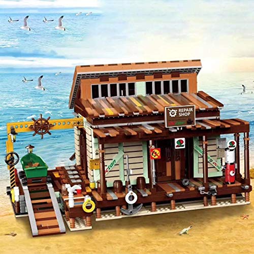 LAKIOMZ Architektur Modellbaustein, Modular Angelboot Reparatur Shop Bausets mit Minifiguren, Bauset Kompatibel mit Lego… – Bild 7