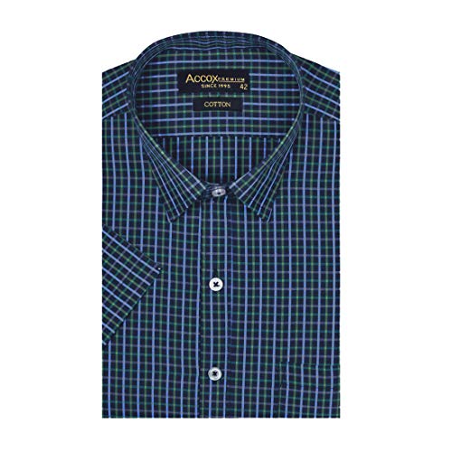 Image of ACCOX Men's Half Sleeves Formal Regular Fit Cotton Check Shirt(Multi,GC122)