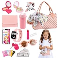 UICCVOKK Play Purse for Little Girls, Toddler Purse Play Handbag Set with Pretend Makeup, Princess Toys with Accessories, Girls Birthday, Fun Makeup Travel Toy Gift Presents for Little Girl Age 3-8