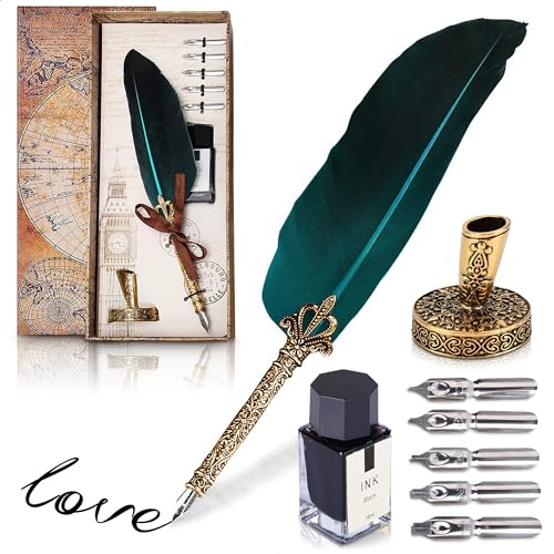 Feather Quill Pen and Ink Set Blue - Fountain Pen