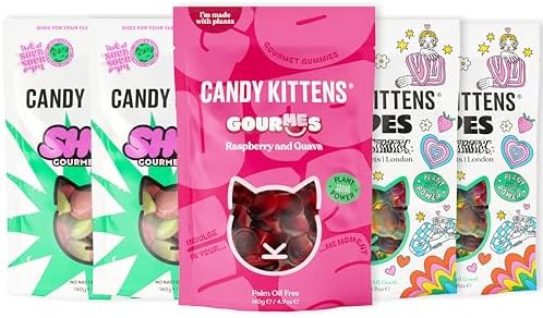 Candy Kittens Vegan Sweets FAN’S FAVOURITE Selection (5 x 140g) Vegan Chewy Sweets Bundle Five Packs, Three Flavours - LOVES, GourMEs & Shox, Sweets Bulk Bags, Perfect Vegan Gifts, Fruity & Delicious