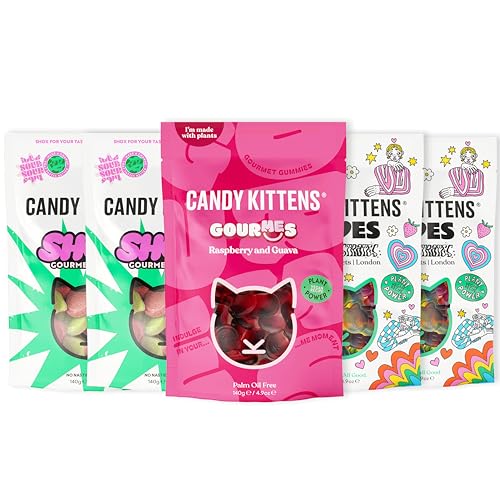 Candy Kittens Vegan Sweets FAN’S FAVOURITE Selection (5 x 140g) Vegan Chewy Sweets Bundle Five Packs, Three Flavours - LOVES, GourMEs & Shox, Sweets Bulk Bags, Perfect Vegan Gifts, Fruity & Delicious