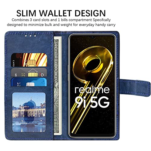 Image of Flip Cover Back Case for Realme 9i 5G | Premium Leather Finish | Inbuilt Pockets & Stand | Flip Cover Back Case for Realme 9i 5G (Blue)
