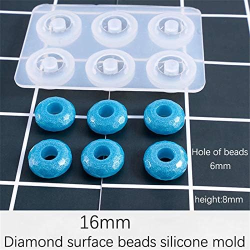 Miniatura 4 de 3 moldes de resina para cuentas redondas y planas, moldes de fundición de cuentas de agujero grande, molde de silicona con núcleo de metal incluido