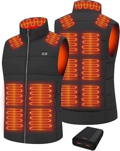 Techstuph Heizweste Herren Damen mit 20000mah Akku Beheizbare Weste Herren mit 15 Zonen Wärmeweste Waschbare Beheizte Weste für Winter Wandern und Beruf