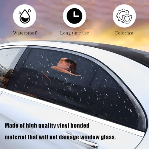 Image of DXNQ Fedora and Cigar Window Decal, Funny Driving Fake with Hat and Cigar Car Stickers, Waterproof Driving Crooner Decals for Vehicle Window Windshield, Car Decor Accessories (Style C)