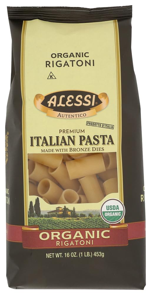 ALESSI　リガトーネ　パスタジャー　トマト　ASG15O Pack of 6, Alessi Organic Rigatoni Italian Pasta, 16 oz