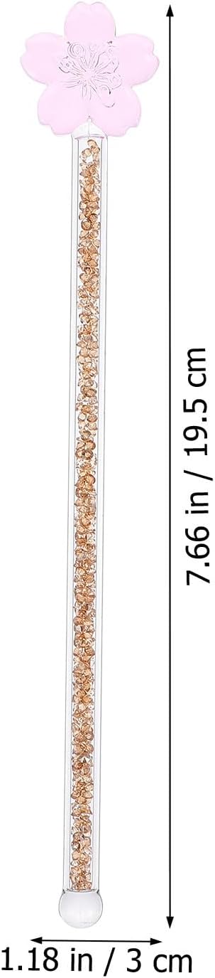 Alasum Flower Glass Stirring Stick for Cocktails and Coffee, Heat-resistant Light Gold Glass Swizzle Rod, Drink Mixer for Bar and Kitchen Use