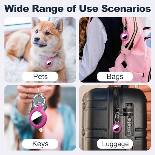 Image of MOLOSLEEVE Case for AirTag 2nd Gen (2026) & 1st Gen, Shockproof Holder Anti-Scratch Protective Cover for Air Tags, Men's Women's Keyrings & Keychains for Keys, Luggage, Bags, Rose Red