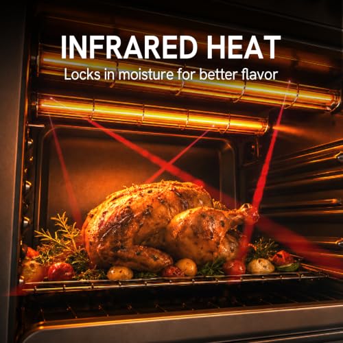 Image of VAL CUCINA Infrared Heating 26.3 QT Air Fryer Toaster Oven, Large Countertop Convection Oven 10-in-1 Combo, 6-Slice Toast, Enamel Baking Pan Easy Clean with Recipe Book, Black Matte Stainless Steel