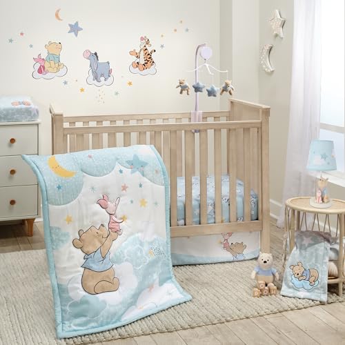Image of Bedtime Originals Starlight Pooh 3-Piece Crib Bedding Set - Blue, Animals