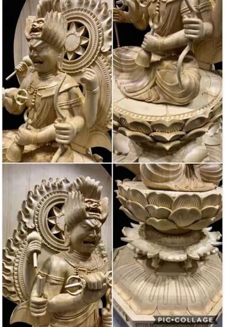 大迫力 井波彫刻 特大型高90cm 檜材 木彫仏教 仏師で仕上品
