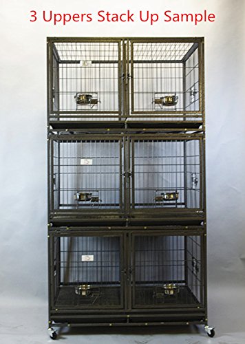 Homey Pet-43 All Metal Open Top Stackable Heavy Duty Cage(Upper) w/Floor Grid, Tray, Divider, and Feeding Bowl - Image 6