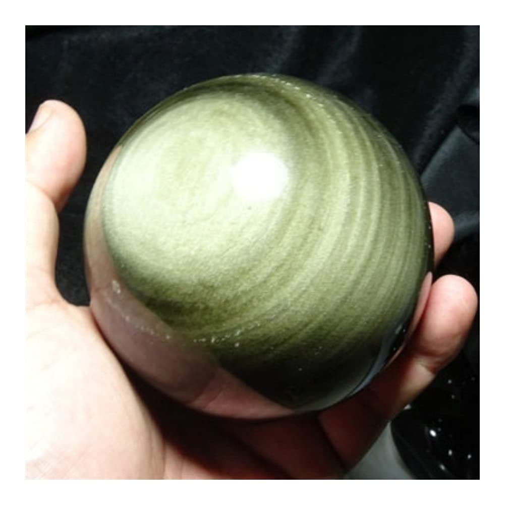 Artesanías de Piedra Bola de Masaje de Bola de Cristal de obsidiana de Plata Natural Bola mágica Joyería de Feng Shui 1pc (Size : 40mm)