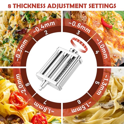 Image of FOCOLLK Pasta Attachment for KitchenAid Stand Mixer, 3-in-1 Stainless Steel Pasta Maker with Detachable Metal Plate, Pasta Roller, Spaghetti & Fettuccine Cutters for Homemade Italian Noodles